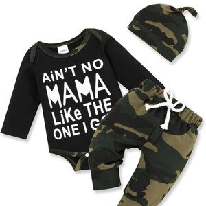 Black and Camouflage Baby Outfit
